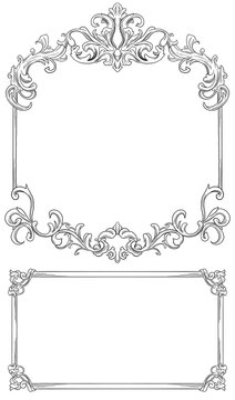 Rococo Vintage Border And Frame Luxury Ornamental Decorative Illustration