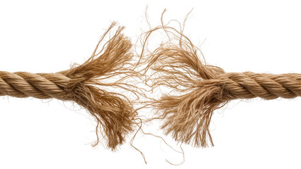 Thick natural fiber rope frayed and broken in the middle © Julia