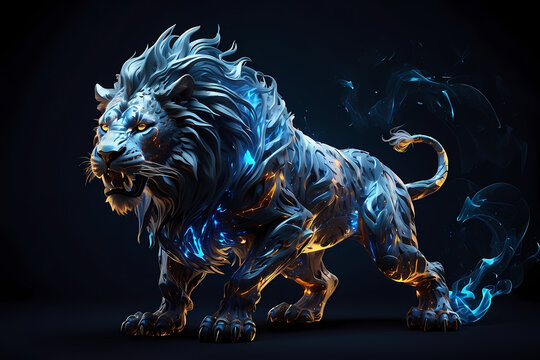 Majestic lions fantasy digital art generative AI