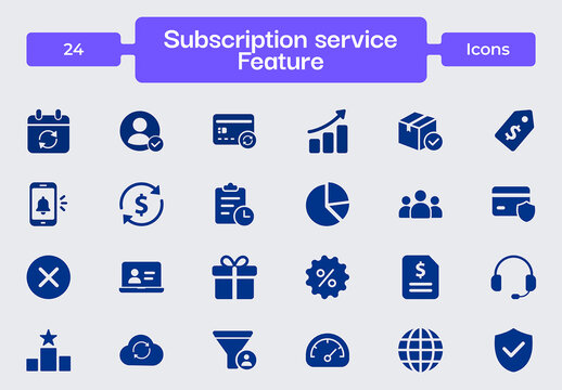 Subscription Service Feature Icon Set