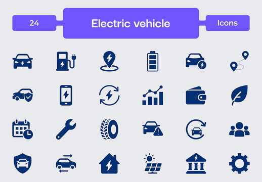 Electric Vehicle Icon Set