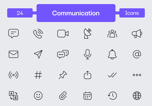 Communication Stroke Icons
