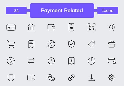 Payment Rrelated Stroke Icons