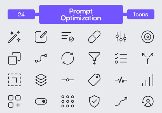 Prompt Optimization Stroke Icon Set