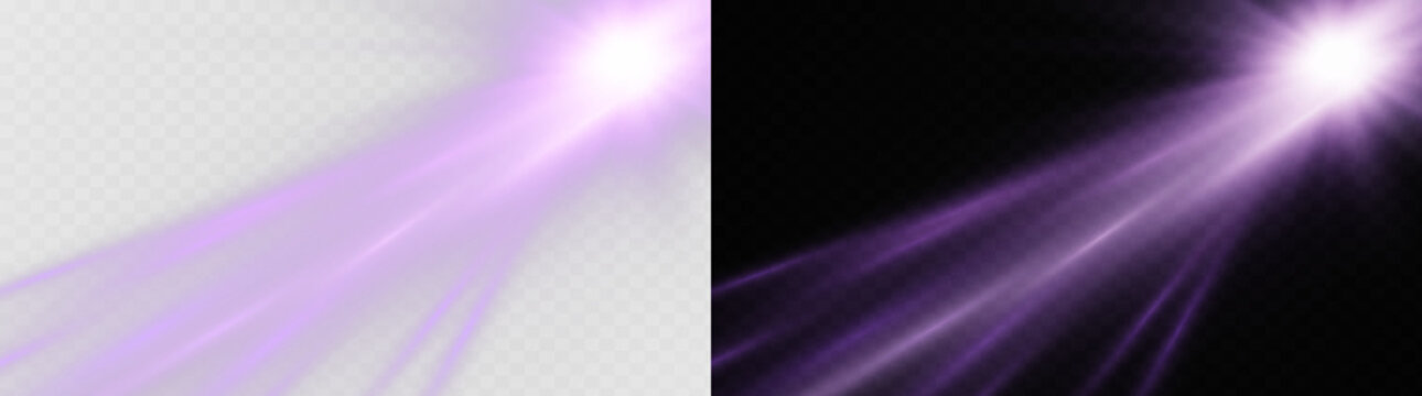 Soft violet sun flare on split background, shining from the upper right corner with long radiant beams, gentle glow, shimmering highlights and subtle light effects.