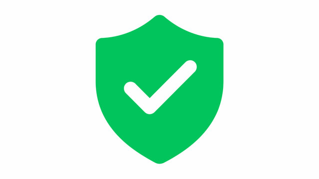 Green shield icon, security checkmark symbol, verified badge, protection logo isolated on White Background Editable EPS