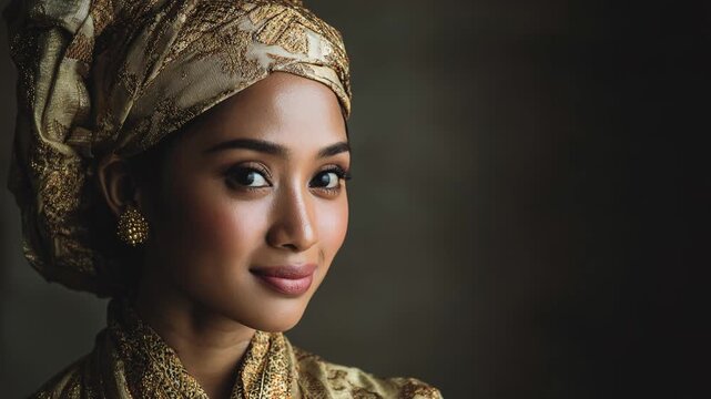 Portrait of smiling Thai woman in traditional ethnic clothing with soft cinematic lighting. Cultural beauty and heritage concept for fashion, travel, diversity, and lifestyle campaigns.