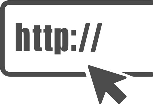 A dark gray web address prefix featuring the text http double slash inside a rounded rectangular frame with a computer mouse cursor arrow pointing towards the lower right corner