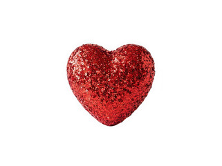 Fototapeta premium Red glitter heart shape on a plain background isolated on transparent background