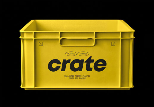 Realistic Plastic Storage Crate Box Mockup