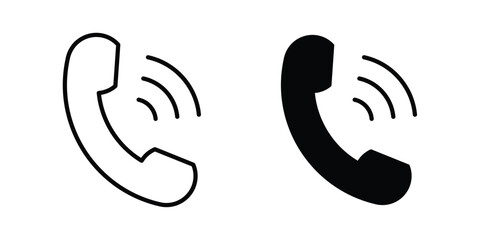 Obraz premium Phone icon set in black, suitable for graphic projects and designs