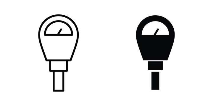 Parking meter icon set in black, suitable for graphic projects and designs