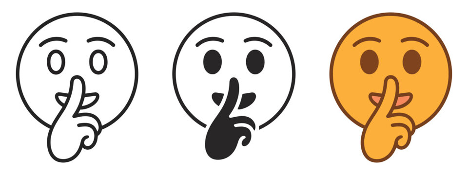 Shush Emoji Vector Graphic Illustration with Silence Icon and Quiet Symbol, Secret Keep Mouth Shut Expression, Be Silent Hush Sign Design for Communication and Privacy Concepts.