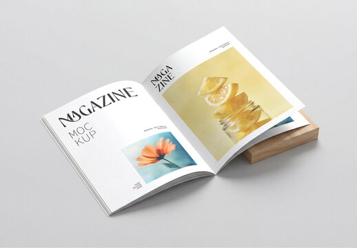 Editable Open Magazine Mockup Template