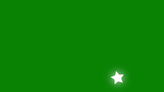 Glittering Twinkle Star Animation, White Doodle Cartoon Stars, Sparkling Vector Light Effect, Blinking Shining Night Sky Elements, Chroma  Green Screen Background, Seamless Loop Overlay, 4K