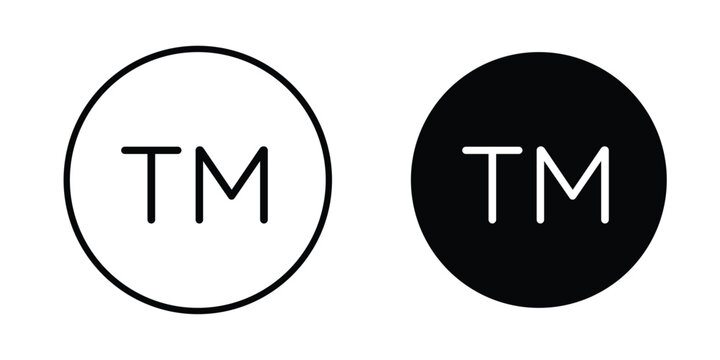 TM trademark icon set in black, suitable for graphic projects and designs