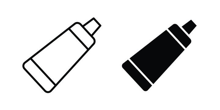 Toothpaste tube icon set in black, suitable for graphic projects and designs