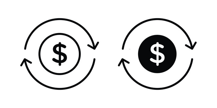 Turnover icon set in black, suitable for graphic projects and designs
