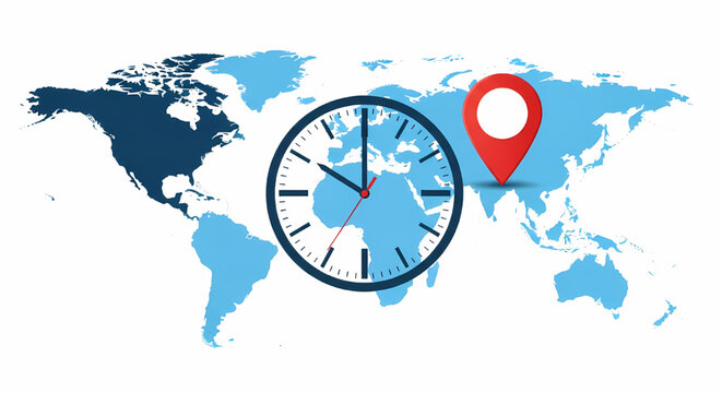 Global business time and location tracking concept
