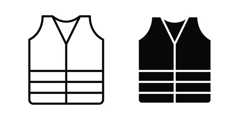 Vest jacket icon set in black, suitable for graphic projects and designs © Bell