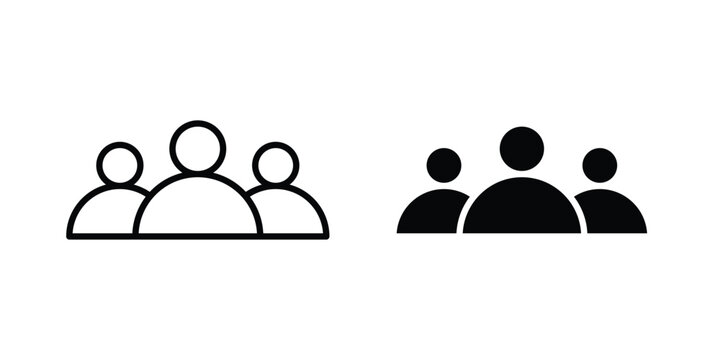Users icon set in black, suitable for graphic projects and designs