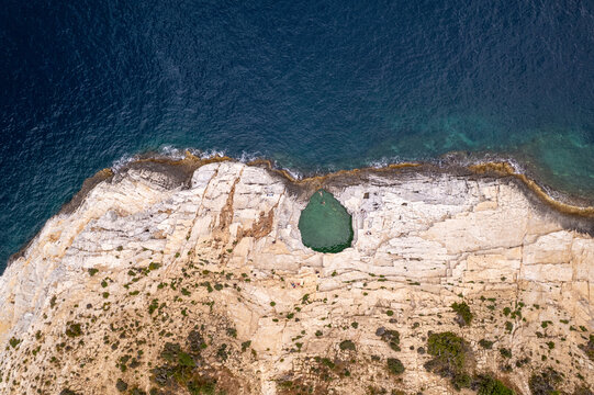 Aerial view giola lagoon thassos island greece summer