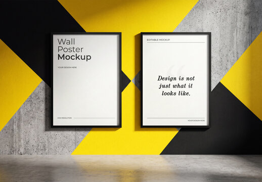 Wall Poster Frame Mockup Set