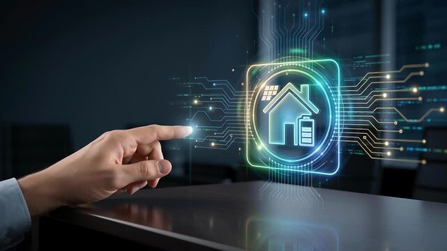 Digital home icon with iot technology enables remote control automation of home energy and security systems smart technology for convenient digital home security and energy management