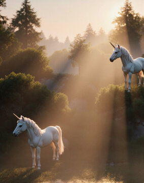 Une licorne dans une foret enchant&eacute;e