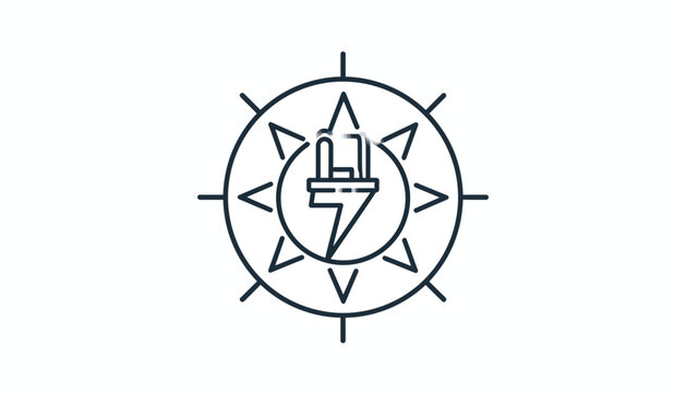 An illustration depicts a firefly encircled by a sun-like emblem with sharp triangular rays on a white background.