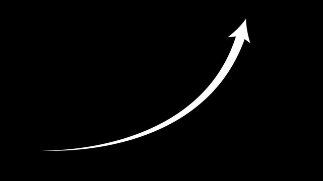 White color white arrow rising transparent channel.Glowing Digital Arrow Ascending on Business Graph Glowing Digital Arrow Ascending on Business Graph.