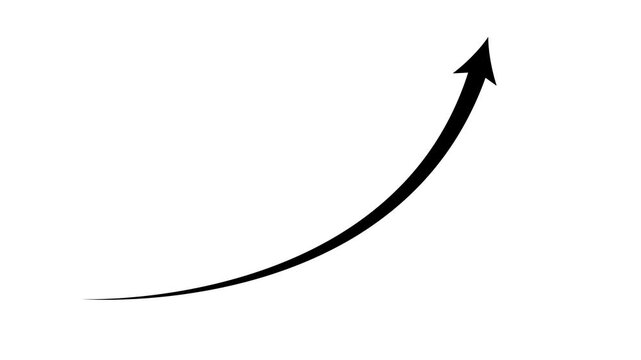 Black color black arrow rising transparent channel.Glowing Digital Arrow Ascending on Business Graph Glowing Digital Arrow Ascending on Business Graph.