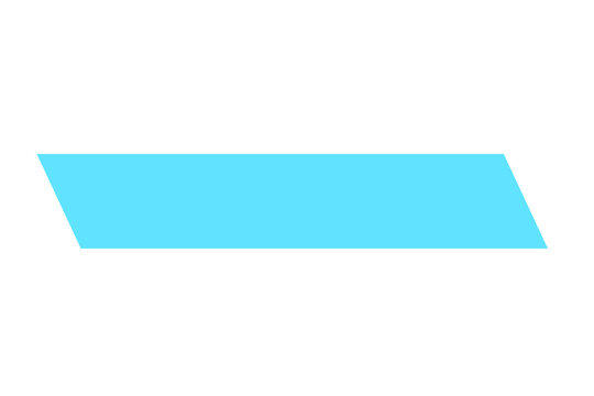 Solid Light Blue Parallelogram Slanted Banner Shape Isolated on transparent Background