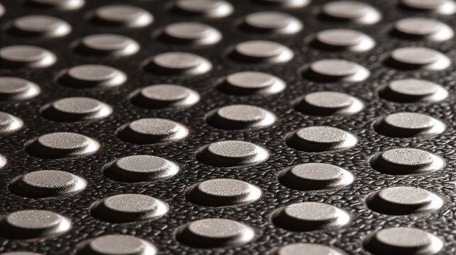 dimple. Close-up of a hammered tin sheet showing geometric dimple texture with dramatic shadows. safety posters, maintenance manuals, designed for industrial assembly lines and welding operations.