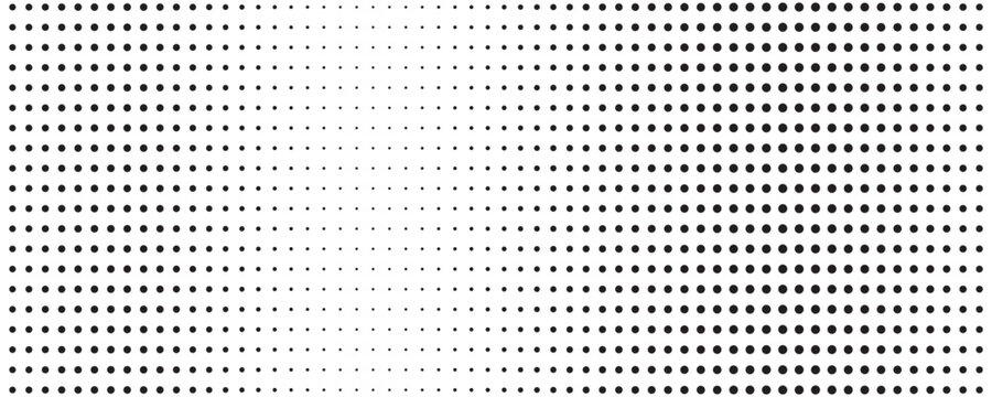 White screen LED digital dot pattern bg. Black circle pixels, spots, specks on panel texture. Vector seamless grid. Billboard overlay for display wall monitor design.