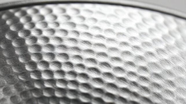 dimple. Close-up of a hammered tin sheet showing geometric dimple texture with dramatic shadows. safety posters, maintenance manuals, designed for industrial assembly lines and welding operations.