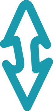 Minimalist pixel art icon featuring a teal symmetrical abstract geometric shape on a black background