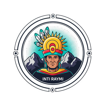 Colorful Illustration Of Inti Raymi Traditional Andean Festival.