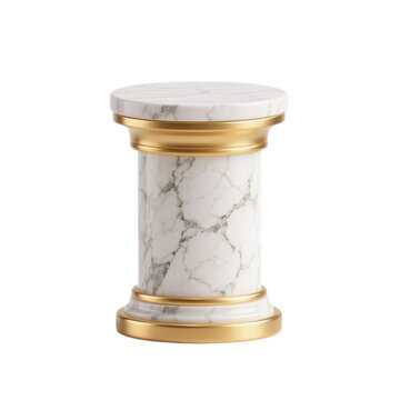 Ancient Column Pedestal: A classical marble column pedestal with golden accents, evoking a sense of history and grandeur. It stands as a symbol of enduring design and architectural elegance.