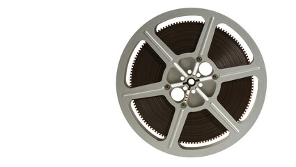Obraz premium Silver film reel with dark film spool