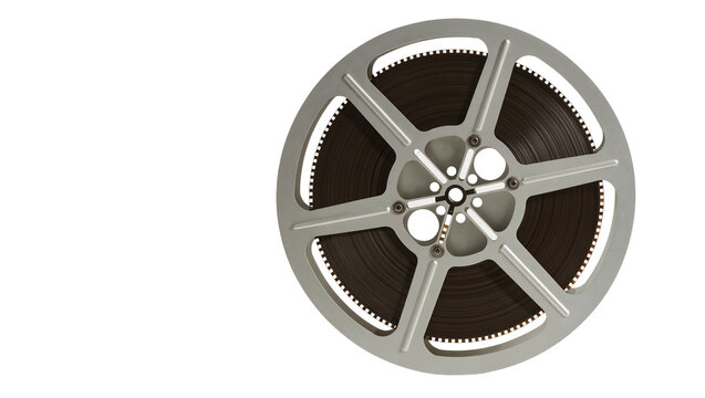 Silver film reel with dark film spool