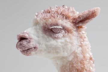 Naklejka premium Close up alpaca head covered with delicate crystal formations