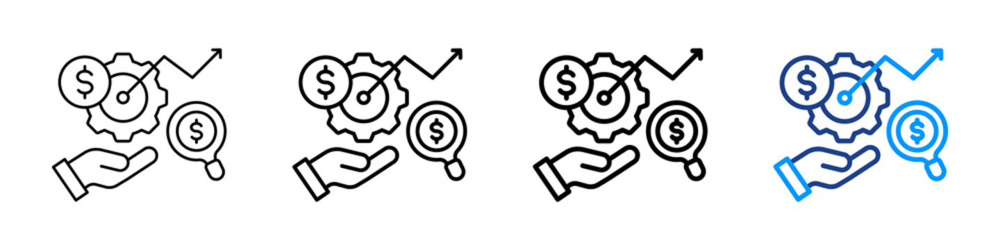 Cost Analysis Icon Different Style Outline Collection Set.
