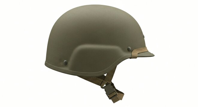 Helmet with Tan Straps in a Flat Vector Illustration Featuring Minimalist, Military, Protective Gear with Headgear and Safety Elements