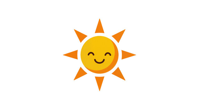 Smiling sun with orange rays and happy face