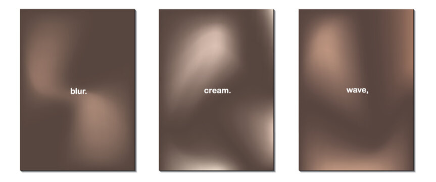 A set of 3 aesthetic brown gradient background. Luxury coffee, mocha and cream gradient bg. Soft abstract vector illustration for poster, social post and cover. Blurred vector texture in brown colors