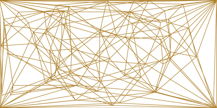 Abstract golden geometric wireframe background with interconnected lines and nodes.