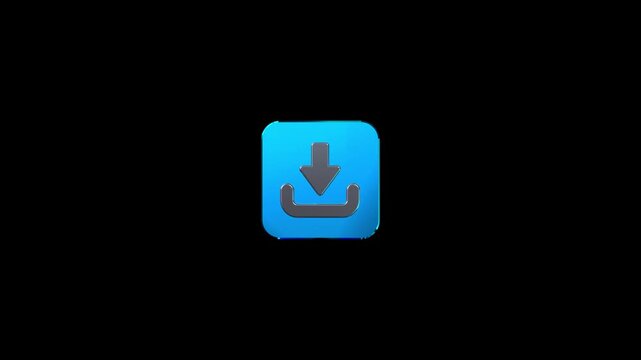 3D download video animation. Download icon set. Software download icon animation. 3D icon animation