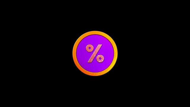 3D percentage symbol video animation. Percent discount icon sign video motion. Discount label video. 3D Percentage in circle video animation