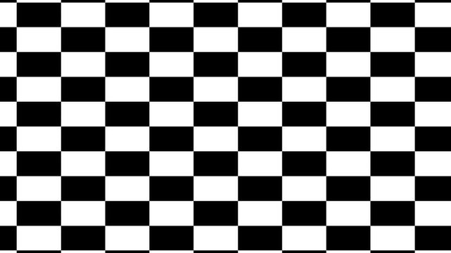 Checkerboard pattern consists of repeating black and white rectangles arranged in a precise geometric grid that serves as a versatile background for various graphic layouts.